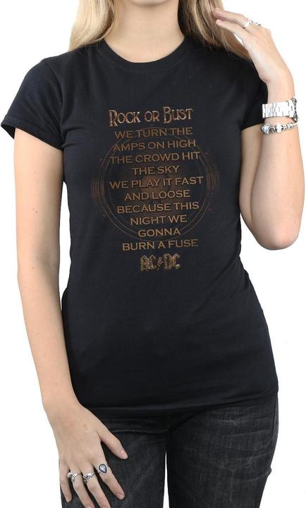 Image du produit AC/DC T-shirt en coton avec paroles Rock Or Bust Femme/Ladies (L)