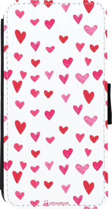Image du produit PhoneLook Coque Wallet noir Valentine 2022 Many pink hearts (Apple iPhone 7)