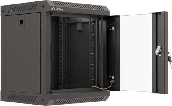 Actual product image Lanberg Szafa Instalacyjna Rack Wisząca 10 6u 300x300 Czarna Drzwi Przeszklone (Flat Pack) (6 RU, 10 inch rack)
