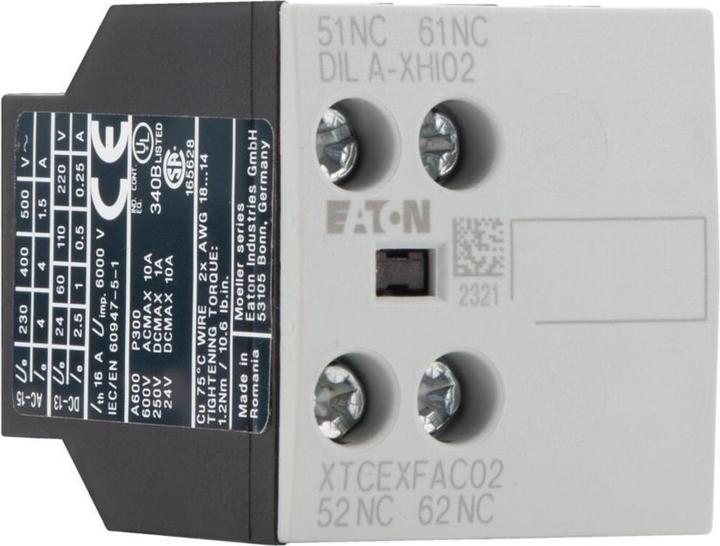 Image du produit Eaton 276420 Module de contact auxiliaire, 2 N.F., montage en surface, connexion vissée