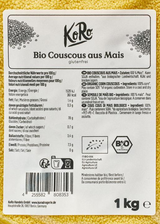 Actual product image KoRo Organic couscous made from maize (1000 g)
