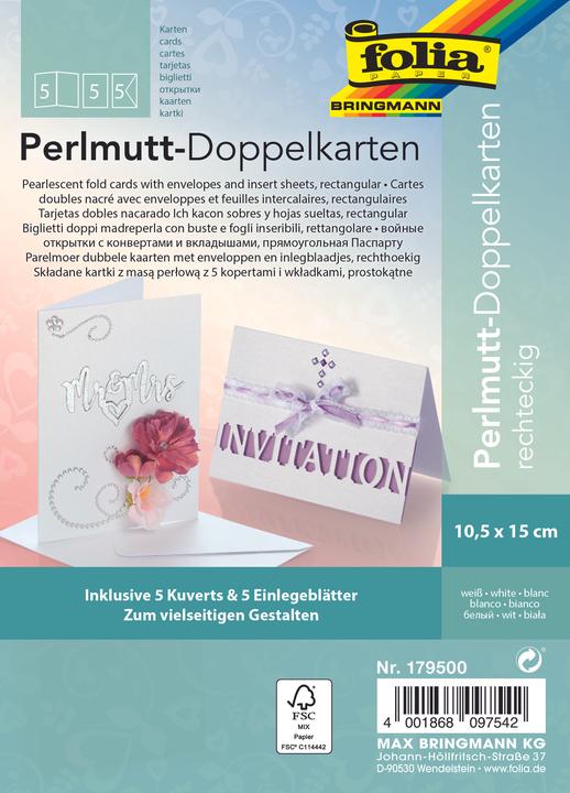 Image du produit Folia 10 cartes pliantes avec enveloppes pastel DIN A6 blanches (10 x)