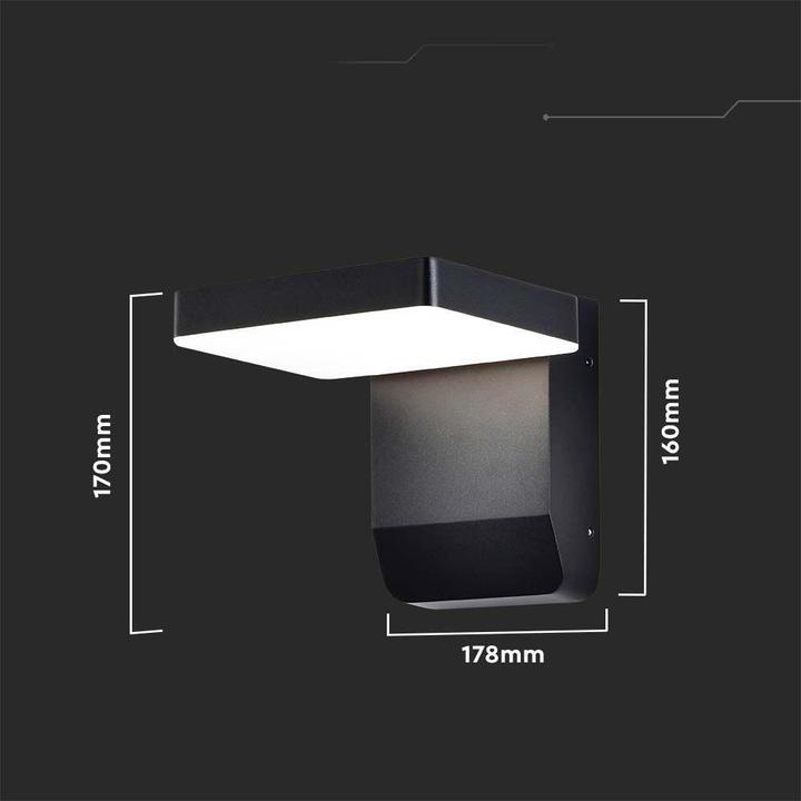 Image du produit V-TAC VT11020150B Applique murale LED 20W Corps noir Carré 4000K IP65 (2580 lm, IP65)