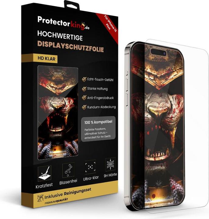 Produktbild Protectorking 3x echtes Tempered 9H Panzerhartglas 3D KLAR (1 Stück, Apple iPhone 15 Plus)