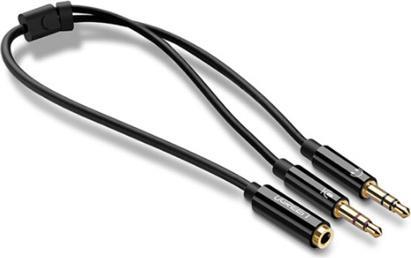 Produktbild Ugreen AV141 3.5mm Female to 2 male audio cable (black) (0.20 m, 3.5mm Klinke (AUX))