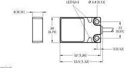 Actual product image Turck Uprox pre-cable rect sensor,8x20mm (Switch)