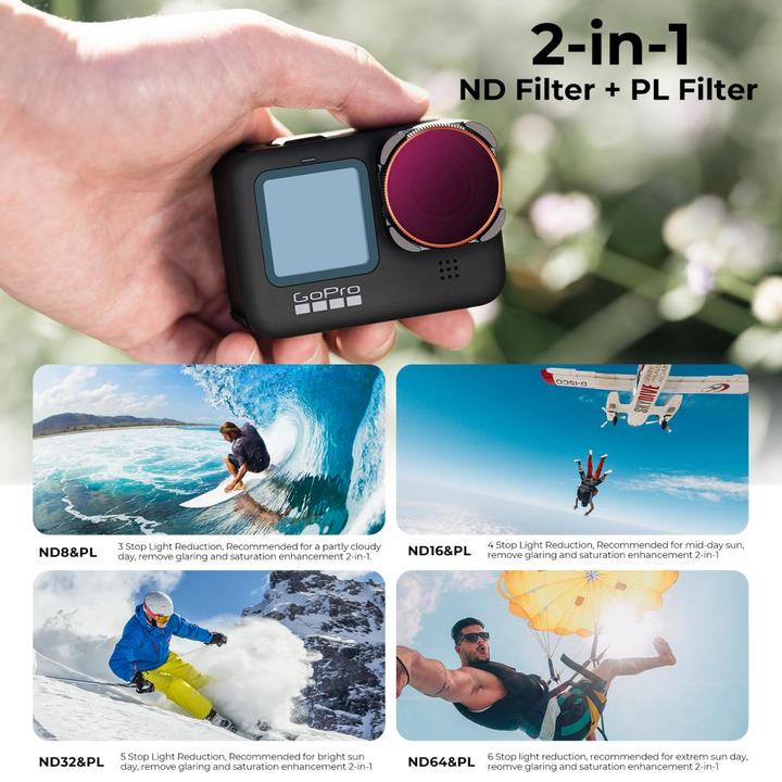 Image du produit K&F Concept Filtres ND&PL (8/16/32/64) Kit pour Hero 9 / Hero 10 (Hero 10, GoPro Hero 9)