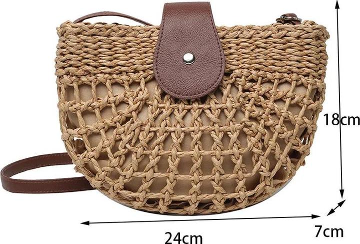 Immagine prodotto Only-Bags.Store Estate in paglia Ba Fashion Half Circle Bags Rattan Handmade Messenger Handbag Travel Beach Bags