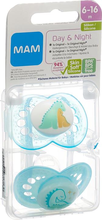 Actual product image MAM Day & Night Nuggi Silikon 6-16 Monate 2x Original 1x Night (1 x, 6 - 16 M.)
