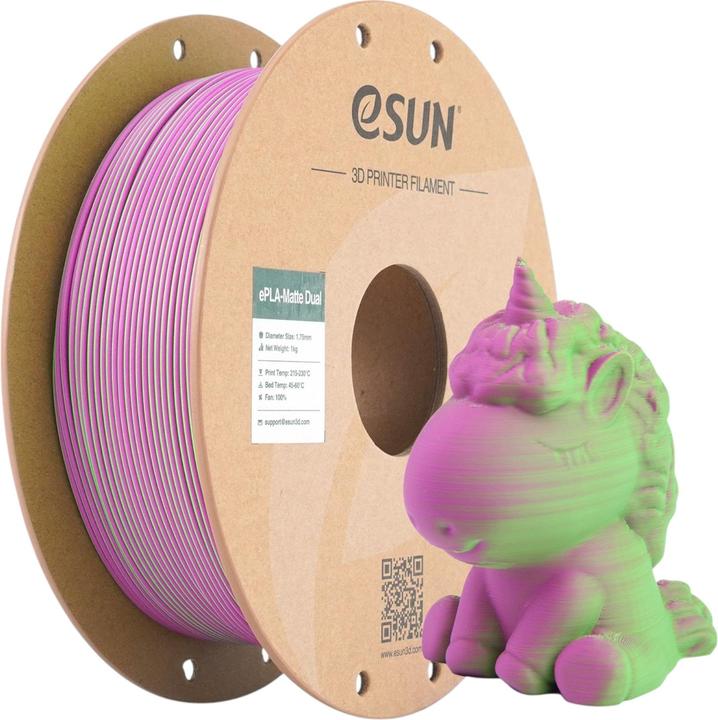 Actual product image eSUN PLA MATTE DUAL 1,75mm GREEN PINK 1kg (PLA, 1.75 mm, 1360 g, Multicoloured)