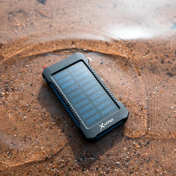 Immagine prodotto Xlayer Powerbank PLUS Solar Black/Blue 8000mAh (8000 mAh, 5 W, 29.60 Wh)