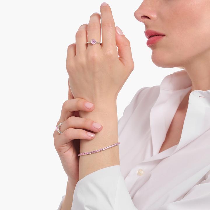 Actual product image Thomas Sabo Ring with pink brilliant-cut stone (58, 925 Silver)