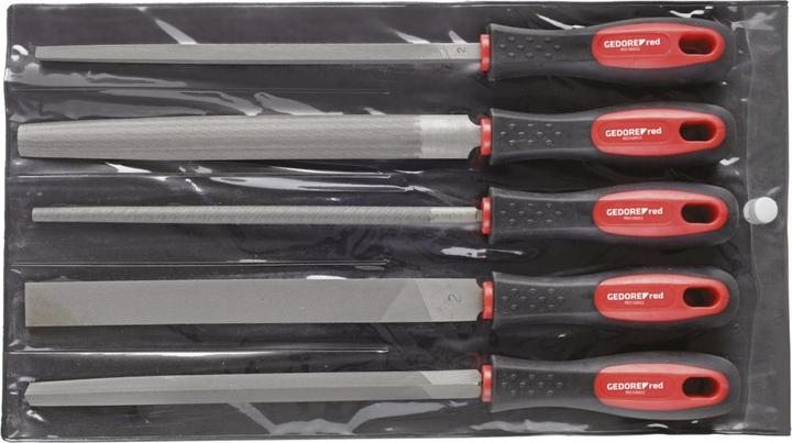 Actual product image Gedore Red red R93000005 File set 3-edge + 4-edge + flat + round + half 5-piece (Cut 2, 310 mm)