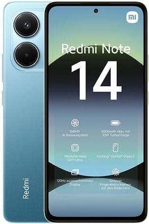 Produktbild Xiaomi Redmi Note 14 (256 GB, Ocean Blue, 6.67", Dual SIM, 108 Mpx, 4G)
