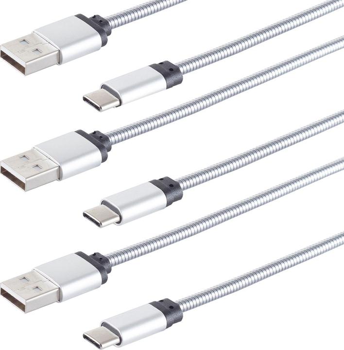 Immagine prodotto S-Impuls Cavo di ricarica e dati da USB-C a USB-A, 1m, set da 3 (1 m, USB 2.0)