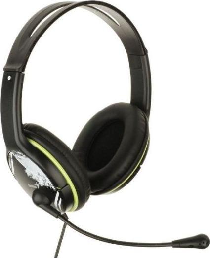 Actual product image Genius HS-400A Headset black/green, Features:Volume control, Skype compatible, Color:Vivid Green (Cable)