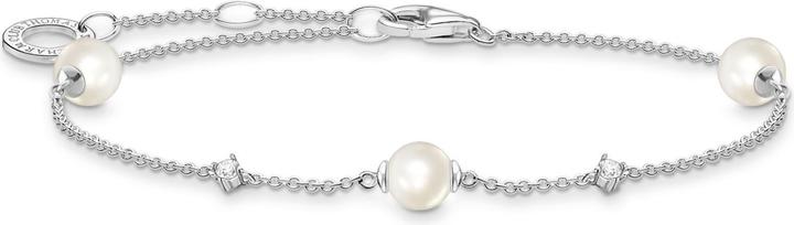 Thomas Sabo Armband Perlen mit weissen Steinen silber (19 cm, 925er Silber)