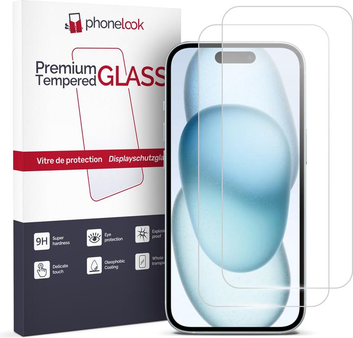 Produktbild PhoneLook 2er Set Panzer Glas Displayschutzfolie (Apple iPhone 15 Pro Max)