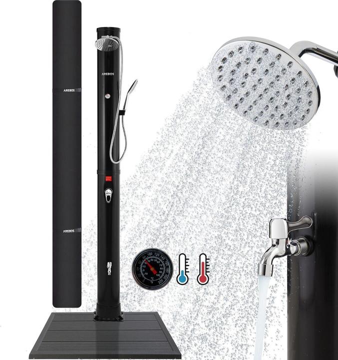 Arebos Douche solaire avec plaque de sol