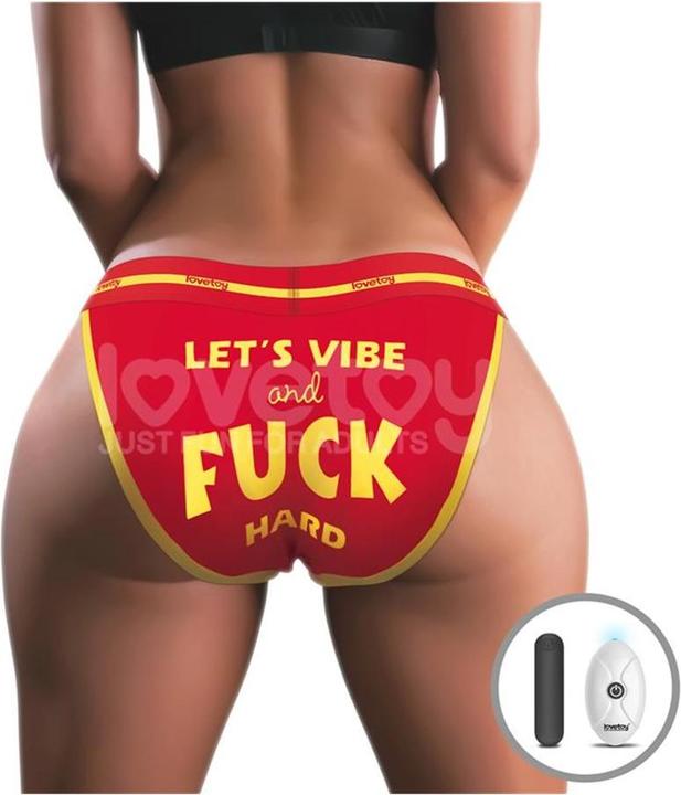 Productafbeelding Lovetoy Bedrukt vibrerend sexy slipje "Fuck Hard" (L, XL)