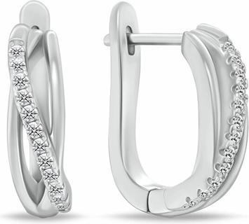 Brilio Silver - Delicate silver earrings with clear zircons EA1092W