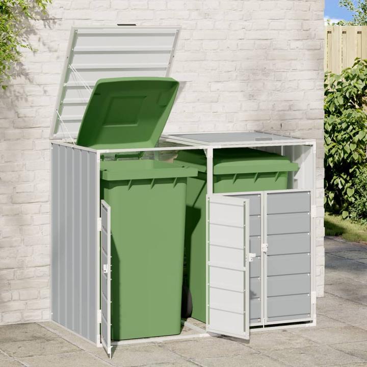 Actual product image VidaXL Waste bin box for 2 bins grey 144x81x113 cm steel