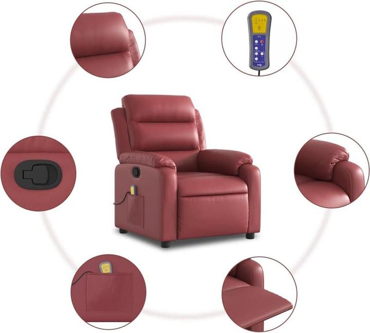 Produktbild VidaXL Massagesessel Fernsehsessel Relaxsessel Liegesessel Weinrot Kunstleder