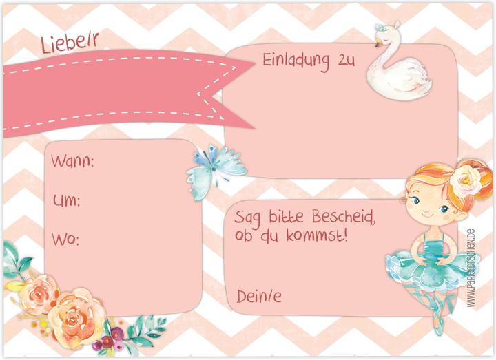 Image du produit Papierdrachen 12 Einladungskarten zum Geburtstag – Ballerina (12 pcs)