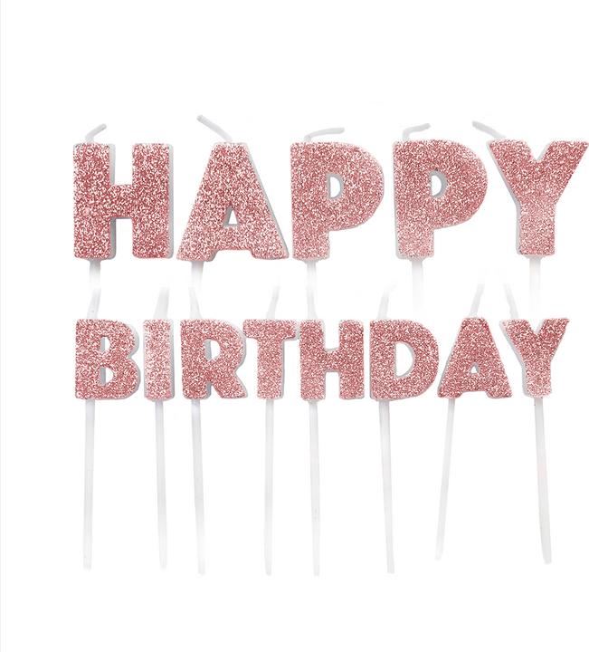 Immagine prodotto Creative Party Candele di compleanno "Happy Birthday" Oro Rosa (13 x)