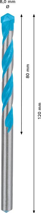 Immagine prodotto Bosch Professional Zubehör Trapano Expert CYL-9 MultiConstruction, 8 x 80 x 120 mm, d 7,2 mm (8 millimetri)