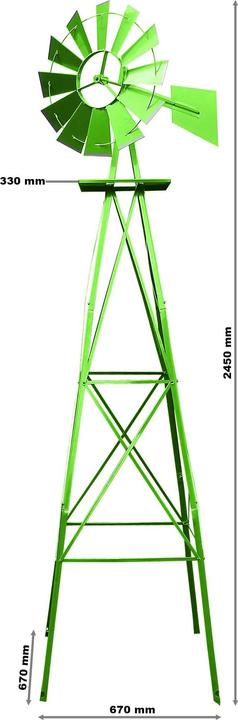 Actual product image Wiltec Windmill with 245cm height Windmill in green Wind chime Garden decoration climbing aid