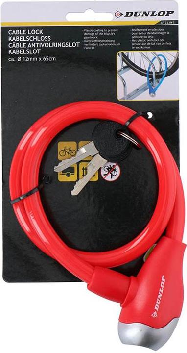 Actual product image Dunlop - Spiral-Fahrradschloss mit Schlüssel 65 cm (Rot)