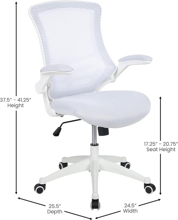 Image du produit Flash Furniture Chaise de bureau, maille blanche, cadre blanc Dossier mi-haut