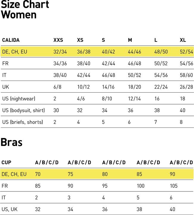 Valori nutrizionali e ingredienti Calida Reggiseno con maglietta (85 A, Confezione singola)
