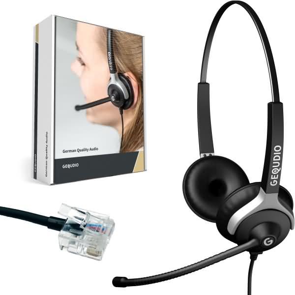 Gequdio Headset 2-ear compatible for Unify/Siemens telephones including connection cable (Cable)