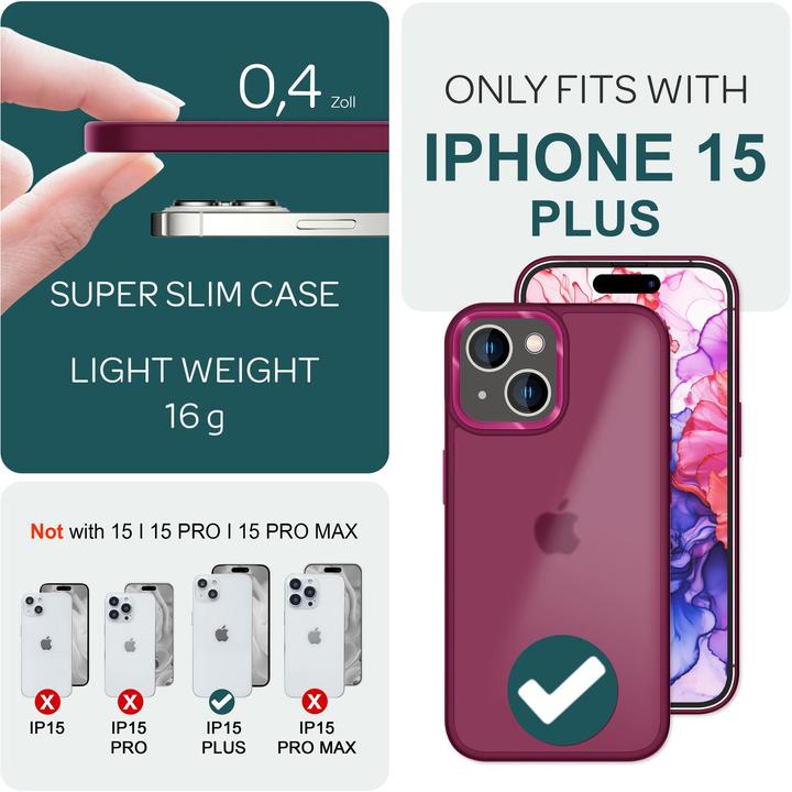 Immagine prodotto Nalia Manica ibrida opaca trasparente smerigliata (Apple iPhone 15 Plus)