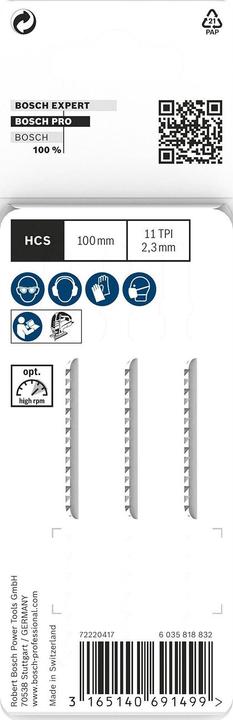 Produktbild Bosch Professional Zubehör PRO Plastics PVC clean T102H Stichsägeblatt, 100 mm, 3-tlg.
