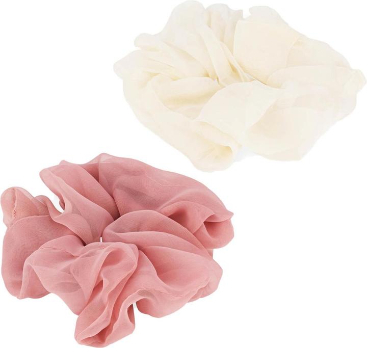 Trisa Transparentes Scrunchie, rosa & weiss