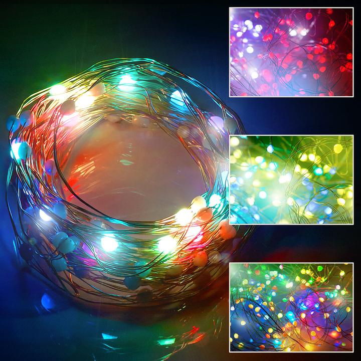 Actual product image Luminea 4pcs RGB LED light wire with music control, wifi and app, USB, 10m (10 m)
