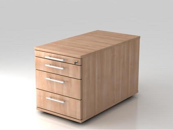 Hammerbacher Roll container 80cm,3 drawers,lock RE Nussb.