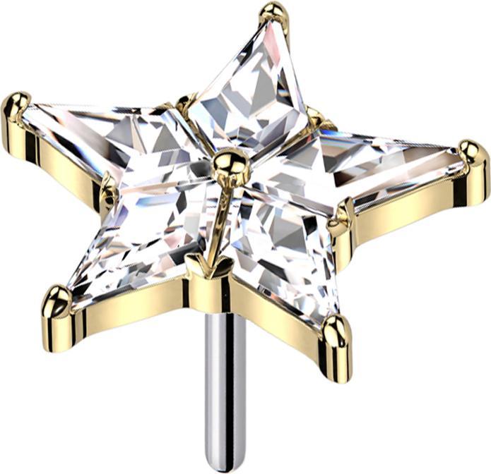 Produktbild Star Piercing Threadless Stern vergoldet Kristalle silber (ohne Messing, Titan G23)