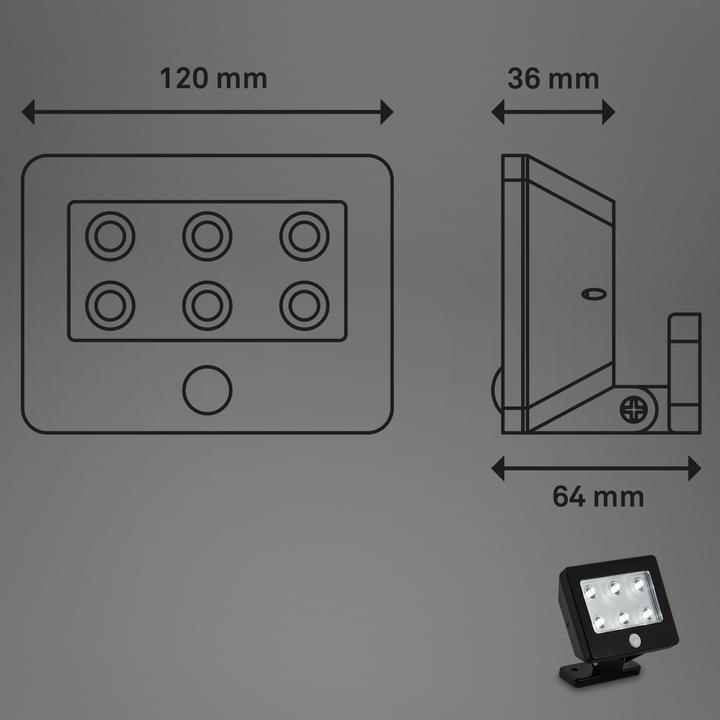 Image du produit Briloner Lampe LED d'extérieur, capteur, noir, 6xLED/0,06W (7 lm)
