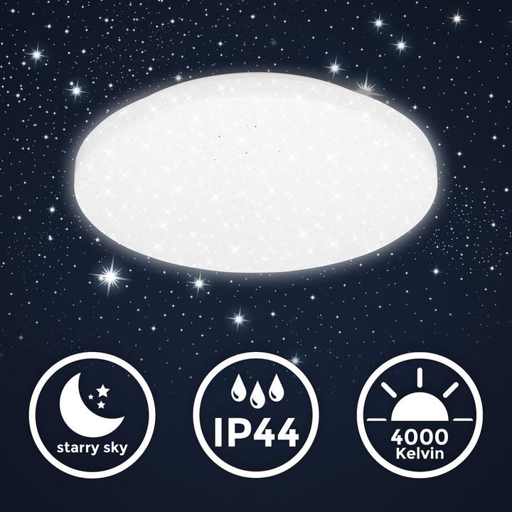 Actual product image B.K.Licht LED ceiling light, starry sky white, IP44 (1300 lm)