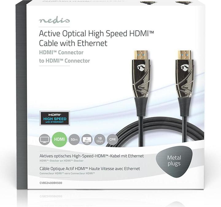 Produktbild Nedis Aktive optische High Speed ​​HDMI-Kabel mit Ethernet | HDMI™ Stecker | HDMI™ Stecker | 4K@60Hz (50 m, HDMI)