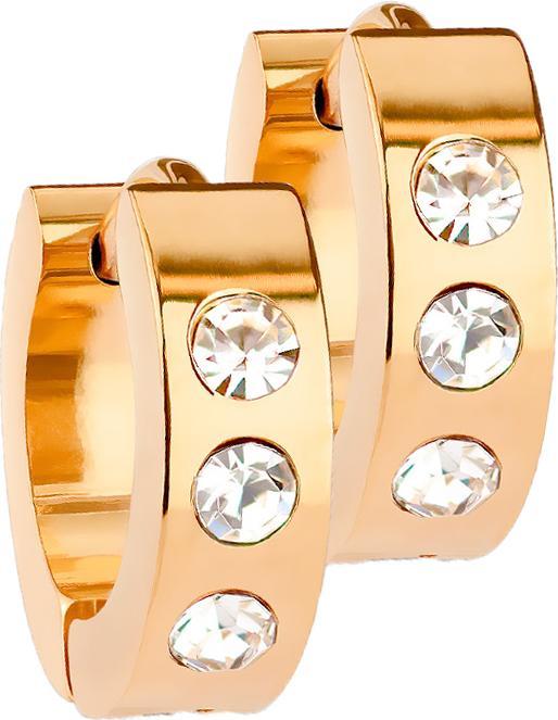 Star Piercing Ohrring zum Klappen rosegold mit 3 Kristalle (ohne Messing, Chirurgenstahl 316L)