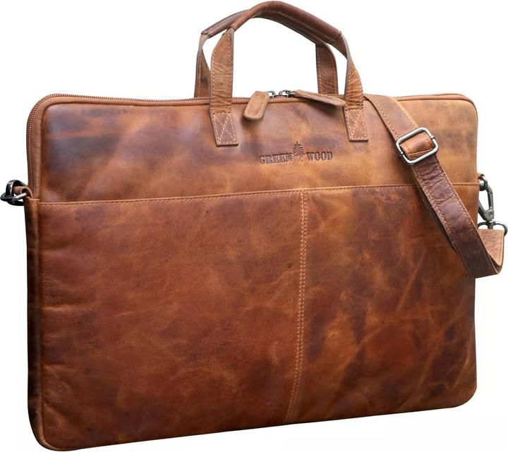 Image du produit Greenwood Laptoptasche Business-/Schultasche 17 Zoll Echtleder Fred Camel No.3 (17")