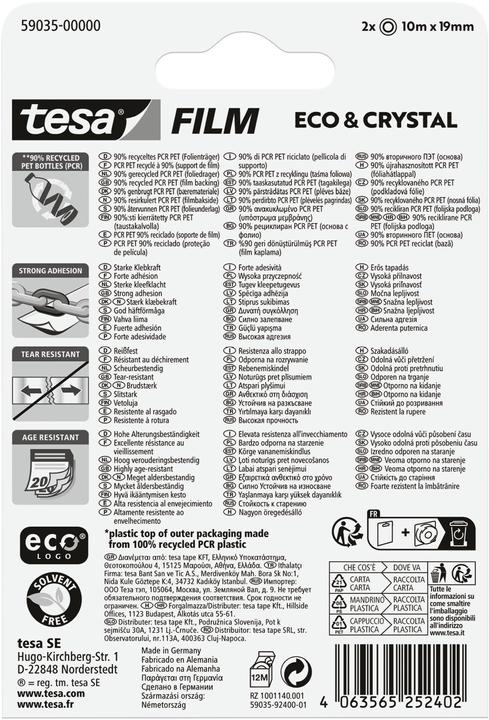 Actual product image tesa tesafilm® ECO & CRYSTAL adhesive film 2 rolls 10m:19mm each (19 mm)