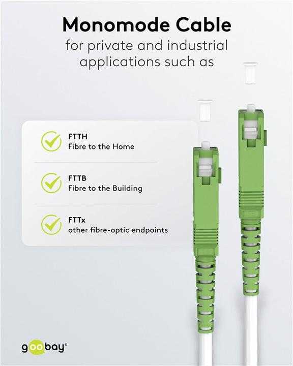 Actual product image Goobay Fibre optic cable FTTH, singlemode OS2 White, white Simplex, 20 m (S/UTP, 20 m)