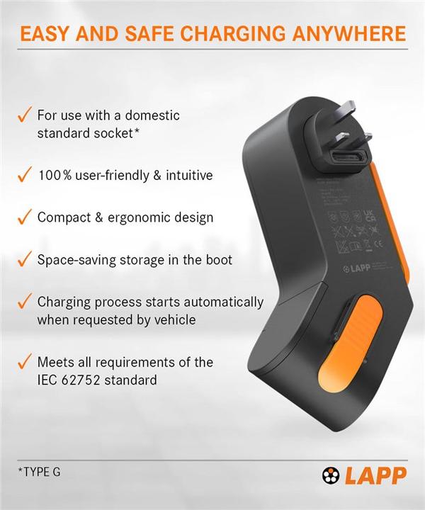 Produktbild Lapp Mobility Mobility Dock Ladegerät für Elektrofahrzeug, Typ UK (Typ 2, 2.30 kW, 10 A, Typ F)