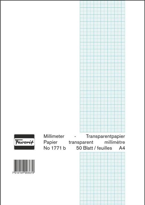 Immagine prodotto Favorit Blocco di carta grafica trasparente (21 x 29,7 cm, Quadretti)